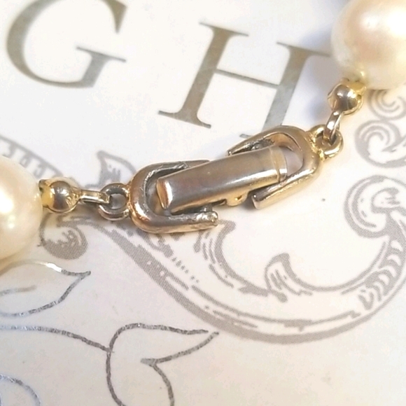 Vintage 1950s Mid Century Faux Pearl Gold Tone Necklace - Picture 9 of 14